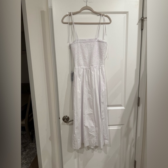 ASTR the Label white drop waist smocked midi dress